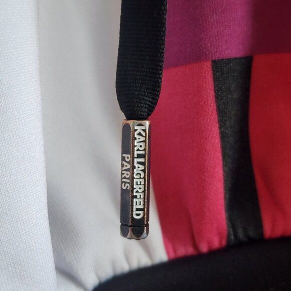 Karl Lagerfeld Paris Hoodie Womens XS Pullover Colorblock Graphic Sweatshirt - Picture 3 of 12